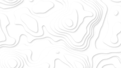 Topographic map in papercut style. Top view river, mountains in paper cut style. Wavy layered shapes cut out from cardboard. Abstract Vector illustration for ecology creative concept.