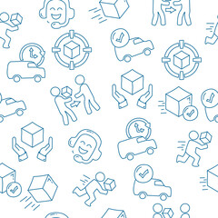 Delivery service seamless pattern design. seamless pattern with delivery service doodle elements.