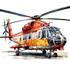 watercolor Helicopter clipart, Generative Ai