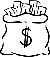 money bag doodle hand drawn 