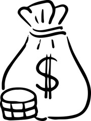 money bag doodle hand drawn 