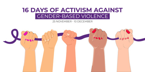 Concept of 16 Days of Activism against gender-based violence. Vector illustration design. - obrazy, fototapety, plakaty
