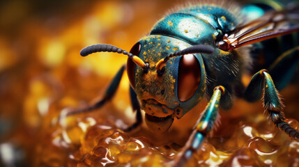 Macro Photograph of Insect eating nectar - obrazy, fototapety, plakaty