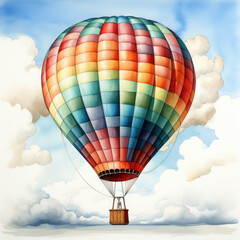 Fototapeta premium watercolor Hot Air Balloon clipart, Generative Ai