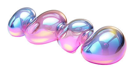 Colorful liquid bubbles, 3d render glossy shapes. Generative AI