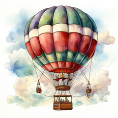 watercolor Hot Air Balloon clipart, Generative Ai