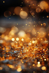 Fototapeta na wymiar Festive Extravagance: Golden Bubbles and Glitter,golden background,background with bokeh