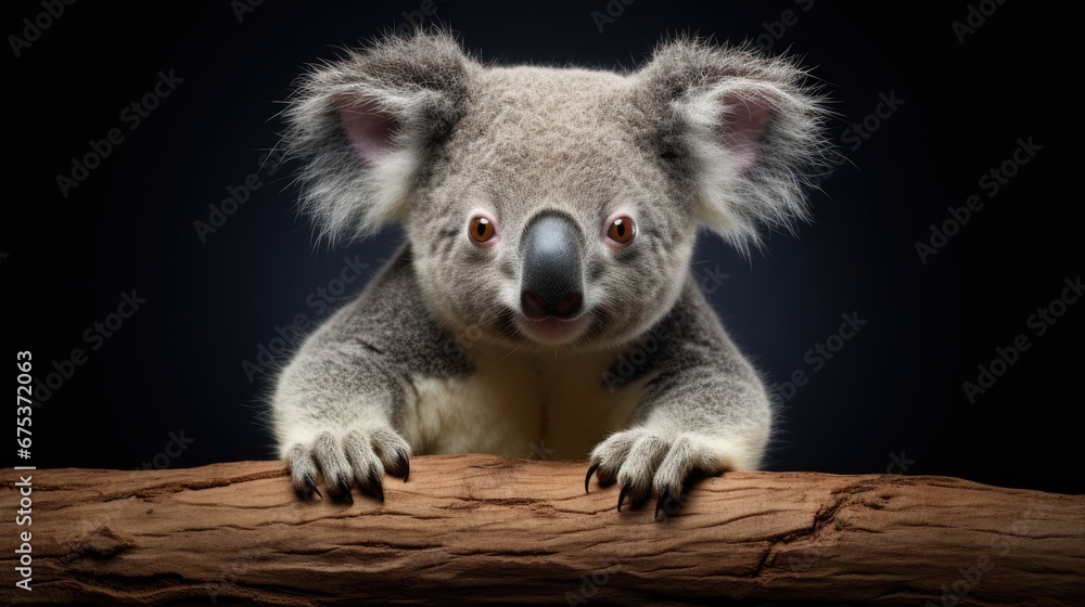 Aufkleber a close up of a koala on a tree branch with its eyes wide open and one eye wide open. generative ai
