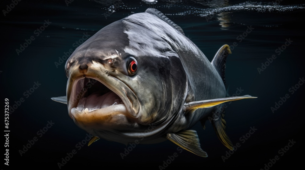 Aufkleber a large fish with it's mouth open and it's mouth wide open with it's mouth wide open. generative ai