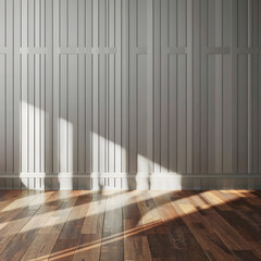 Minimal abstract light blue background for product presentation. Shadow and light from windows on plaster wall.