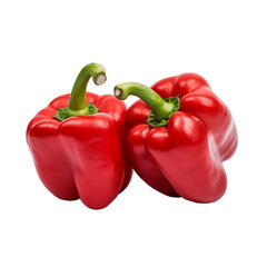 Group of red paprika isolated on transparent background. Generative AI