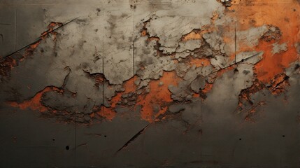 Fototapeta premium Decayed urban wall with peeling paint and rust
