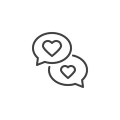 Chat bubbles with heart line icon