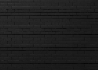 Black brick wall background. Brick wall is painted with black paint. Dark abstract background for...