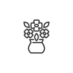 Flowers bouquet line icon