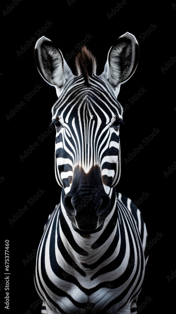 Poster a close up of a zebra's face with its head turned to the side and looking at the camera. generative 