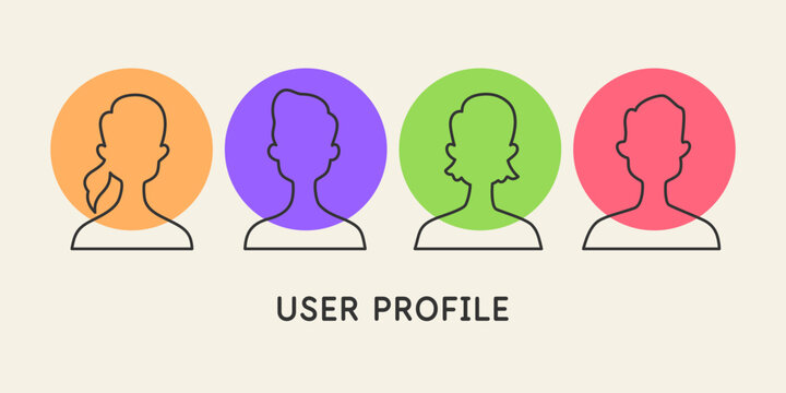 A conditional image of a person. A set of user avatars. The icons depict people. Isolated icon in the background.