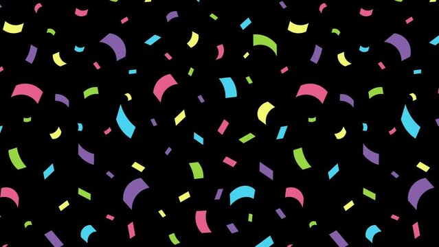4k Animated falling confetti pattern on white background. Colorful paper cuts, sprinkles or sweet sugar decorations background. Motion Confetti pattern for birthday, party celebration.