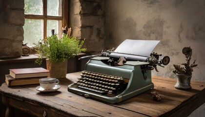 vintage typewriter on a. desk 