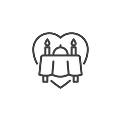 Candlelight dinner line icon