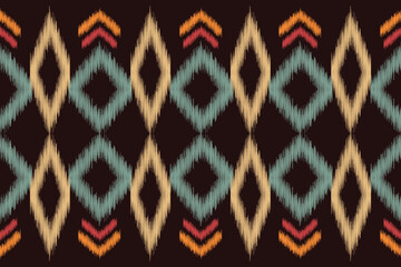 Ethnic Ikat fabric pattern geometric style.African Ikat embroidery brown Ethnic oriental pattern brown background. Abstract,vector,illustration.Texture,wallpaper,frame,decoration,carpet,motif.