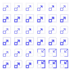 General arrow icons related to area expansion and reduction.
