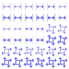 General arrow icons related to area expansion and reduction.
