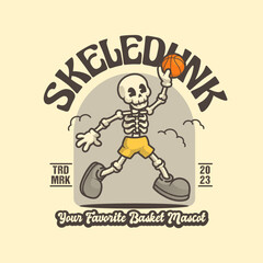 Skull Basketball Retro and Vintage Mascot