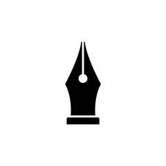 Ink pen icon. Simple solid style. Fountain, calligraphy tool, nib, write, letter, old, classic contact. Black silhouette, glyph symbol. Vector illustration isolated.