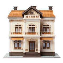 Fototapeta premium Two-story residential house model. Classic design. 3D model illustration.
