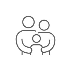 Family icon. Simple outline style. Parents and child, father, mother, kid, couple, together concept. Thin line symbol. Vector illustration isolated. Editable stroke.