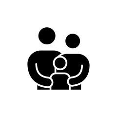 Family icon. Simple solid style. Parents and child, father, mother, kid, couple, together concept. Black silhouette, glyph symbol. Vector illustration isolated.