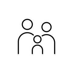 Family icon. Simple outline style. Parents and child, father, mother, kid, couple, together concept. Thin line symbol. Vector illustration isolated.