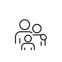Family icon. Simple outline style. Parents and child, father, mother, kid, couple, together concept. Thin line symbol. Vector illustration isolated.