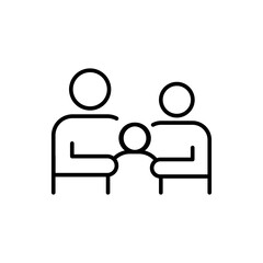 Family icon. Simple outline style. Parents and child, father, mother, kid, couple, together concept. Thin line symbol. Vector illustration isolated.