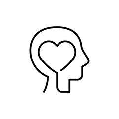 Mental health icon. Simple outline style. Positive mind wellbeing, brain, emotion, mental health development and care concept. Thin line symbol. Vector illustration isolated.