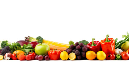 fruits and vegetables on isolated transparent background