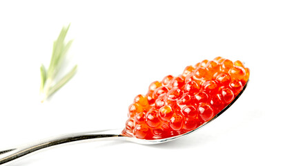 red caviar of sturgeon on a white background