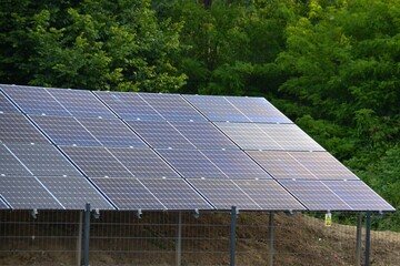 House roof with photovoltaic modules.