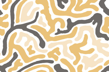 Squiggle christmas naive seamless pattern. Creative scribble abstract style New Year background illustration for celebration. Simple xmas golden winter drawing wallpaper print