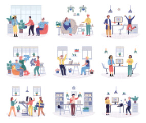 Office leisure vector illustration. The office provides space for leisure activities during break time Engaging in recreational activities in workplace promotes relaxation and rejuvenation Employees