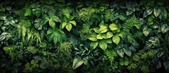 The abstract floral pattern on the wall adds a vibrant pop of color to the summer themed background resembling the texture of a lush green forest with leaves and trees creating a natural and - Powered by Adobe