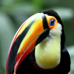 Toucan (Ramphastidae)

Toucans are colorful birds with large, distinctive beaks found in Central and South America. They primarily feed on fruits and insects and are known for their vibrant plumage.
