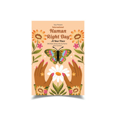 Vector Illustration of International Human Right Day Flyer Template