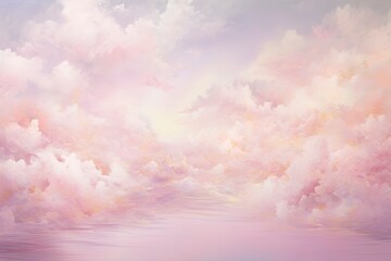 Fototapeta na wymiar Dreamy pink sparkling cloudscape. Calm pink sky and clouds background with room for text copy.