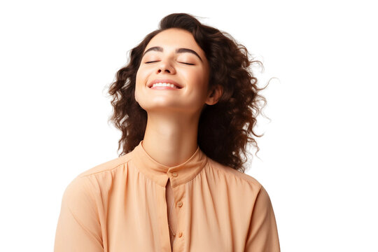 Woman Expressing Gratefulness Isolated on transparent background