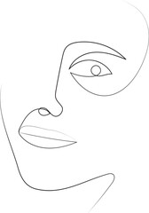 Vector a happy woman one line drawing the face