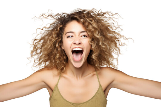 Excited Woman Isolated on transparent background