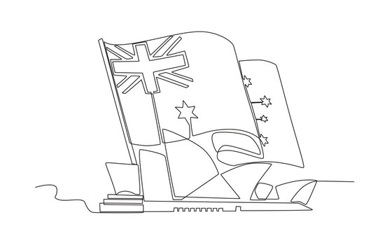 A map and destinations of Australia. Australia day one-line drawing