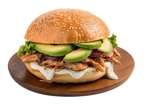 Mexican sandwich Cemita Poblana on transparent background. Generative AI.